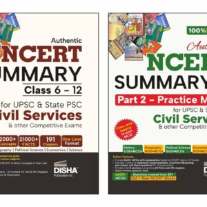 Disha Combo (2 Books) Authentic NCERT Summary (Class 6 to 12) Part 1 & 2 - One Liner Concepts & Practice MCQs for UPSC & State PSC Civil Services & ... Exams | Old & New NCERT General Studies